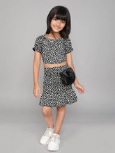 Little Angels Little Angels Round Neck Short Sleeves Black Cotton Printed Top & Skirt Set For Baby Girls Skirts Sets Little Miss Twirl Outfit Set